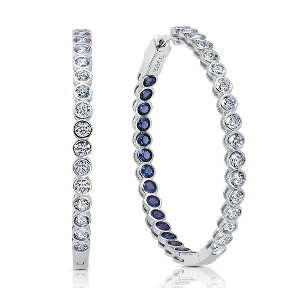 Crislu Jewelry - Crislu Sapphire/Cubic Bezel Hoops 1.5”